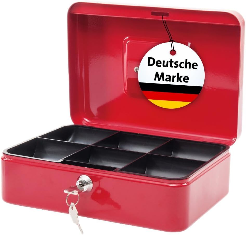 MAUL Geldkassette aus Stahl 25x18x9cm | Geldkassette abschliessbar | Münzgeld-Einsatz herausnehmbar