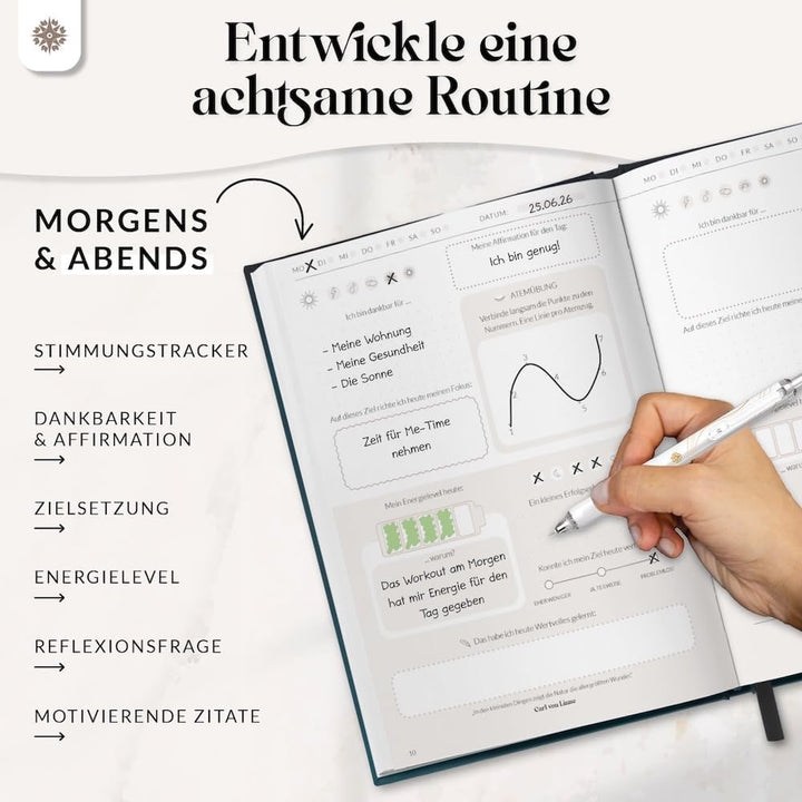 LEBENSKOMPASS® 5 Minuten Achtsamkeitstagebuch “MIND” 5 Minuten Tagebuch für mehr Dankbarkeit, Achtsa