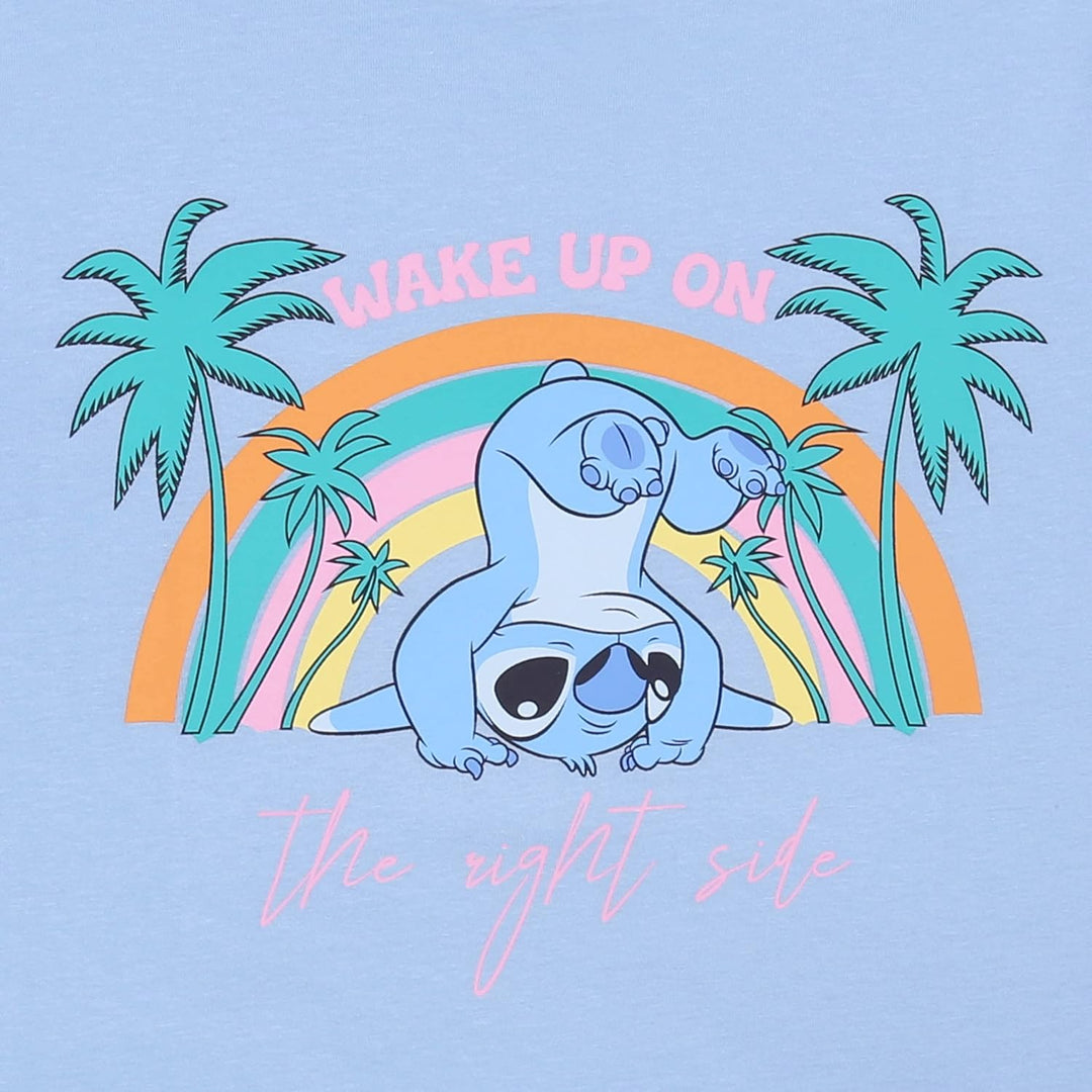 Stitch Disney Langarm-Pyjama für Damen, Blau und Pink S Kurzarm, S Kurzarm
