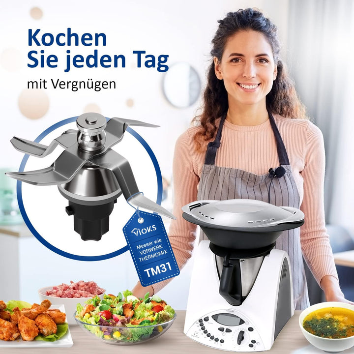 VIOKS Messer Ersatz für Vorwerk Thermоmix TM31 Messer - Ersatzmesser aus Edelstahl SUS420 Zubehör fü
