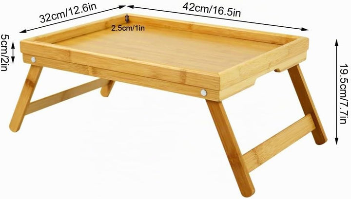 Bambus Frühstückstabletts Mit Klappbaren Beinen Portable Bett Tablett Tisch Snack Servierplatten Tab