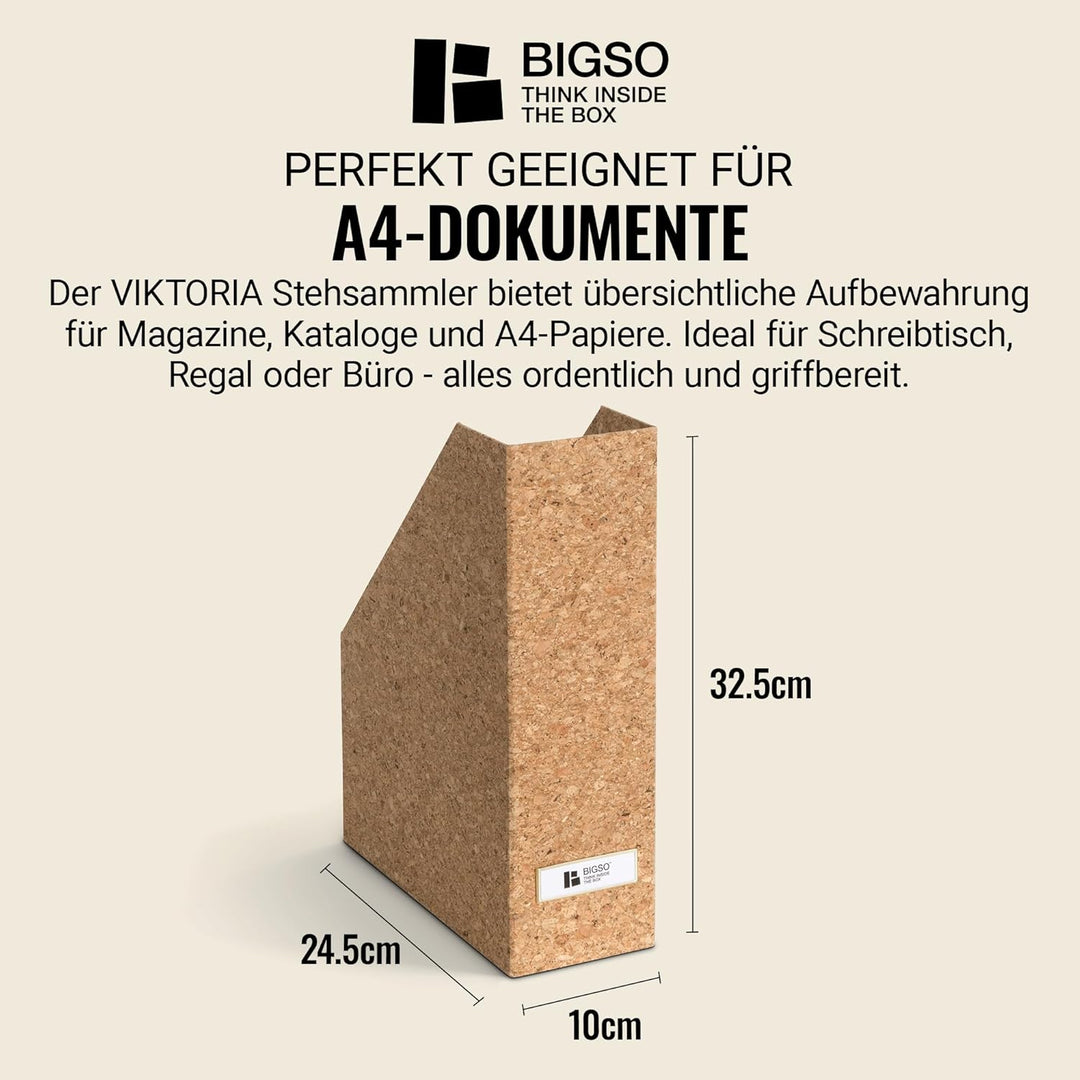 BIGSO VIKTORIA Stehsammler – Aufbewahrungsbox mit Beschriftungsetikett – Schreibtischablage für Akte