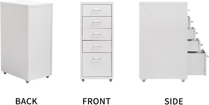 HollyHOME Mobiler Aktenschrank mit 5 Schubladen, rollender Aktenorganisator, Aufbewahrungsschrank au