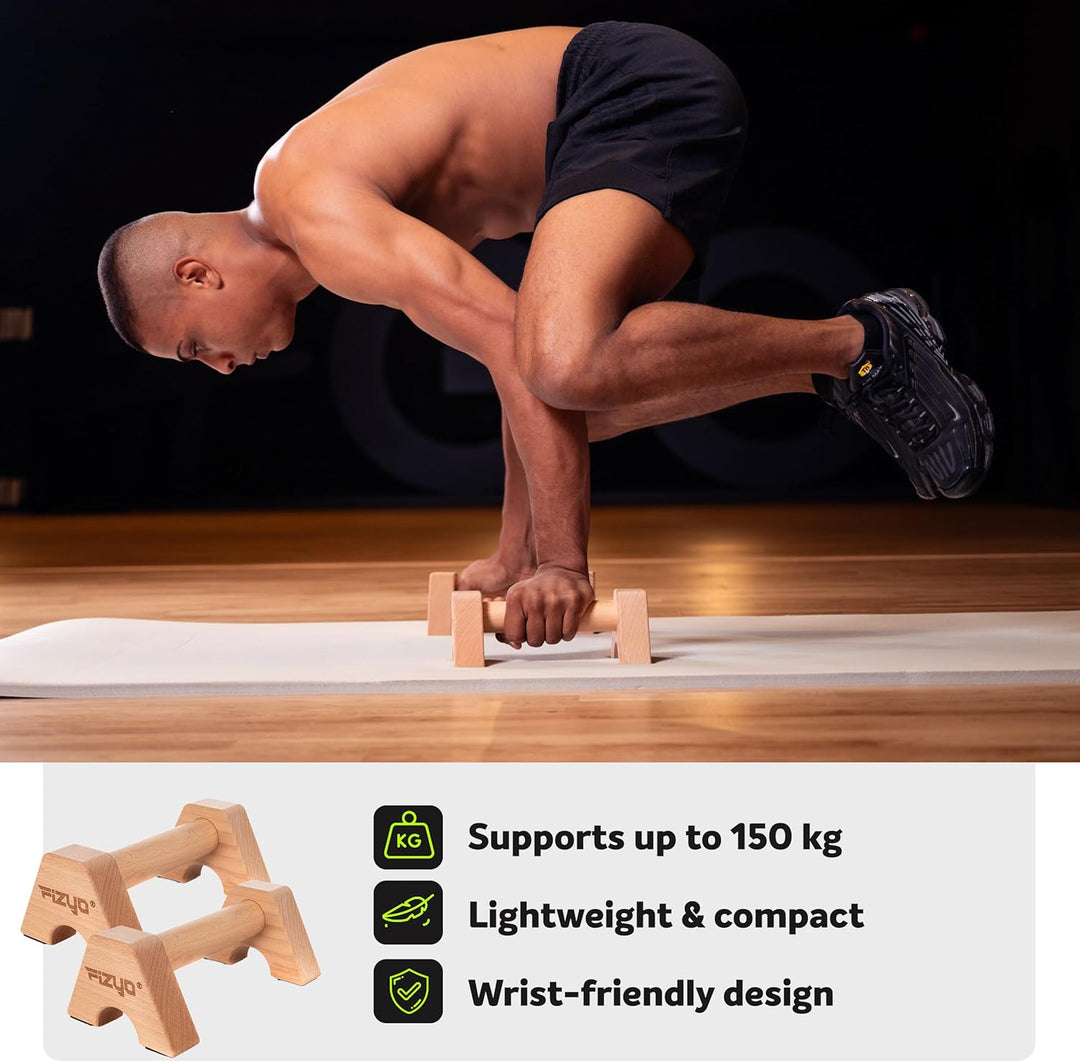 Phyzyo Holz Pumpenhalter, Rutschhemmende Trainingsgleiter, Kalistenische Handläufe aus Holz, 2 Stück