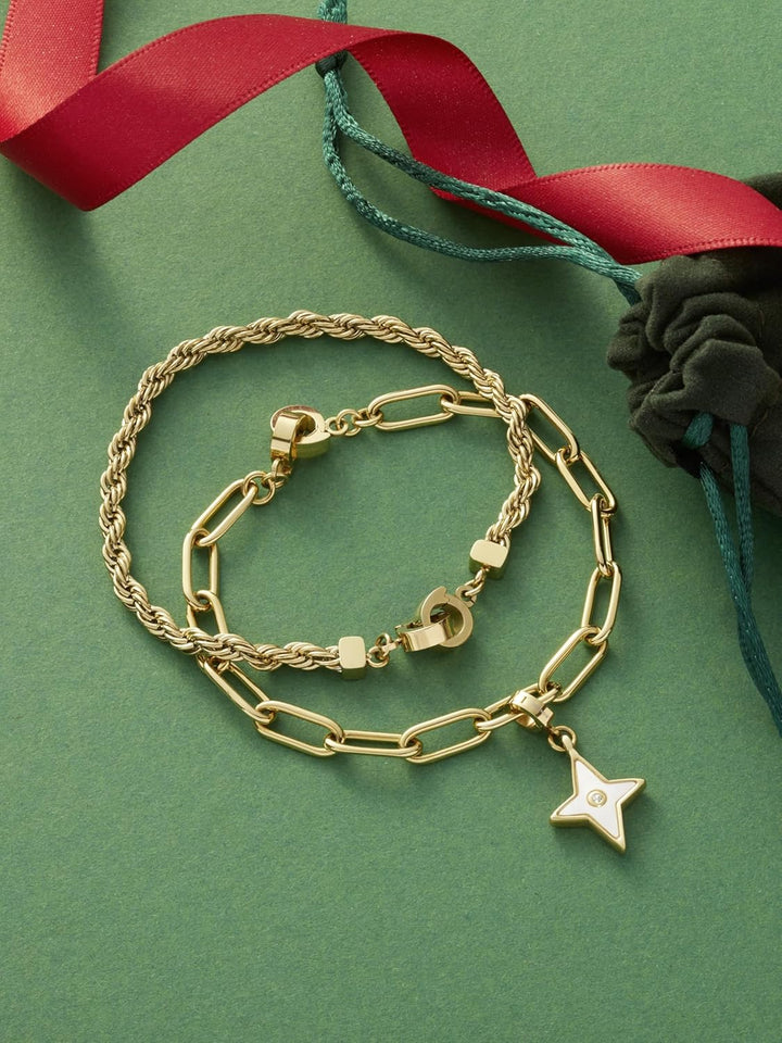 Leonardo gold Estrella Clip&Mix Armband aus Edelstahl 1 Stück, goldfarbenes Armband aus ovalen Glied
