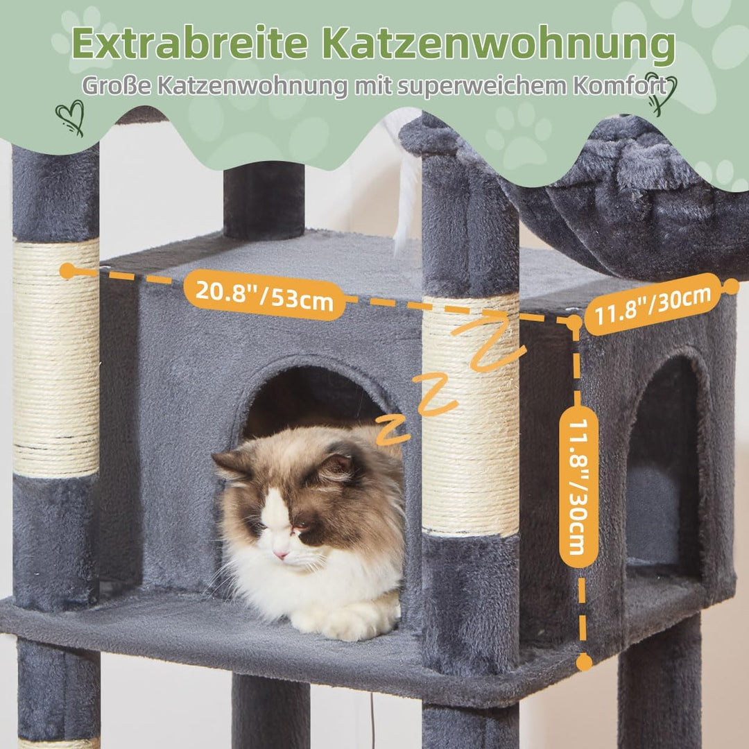 Taoqimiao 180CM Kratzbaum Gross xxl, Katzenbaum Grosse Katzen Stabil kratzbaum Maine Coon mit Katzen