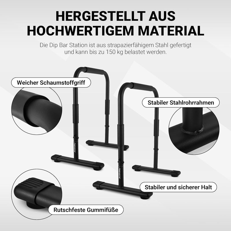 MSPORTS Dip Barren Fitness Parallettes Premium (Paar) 80x65 cm | Push Up Stand Bar I Dip Station I F