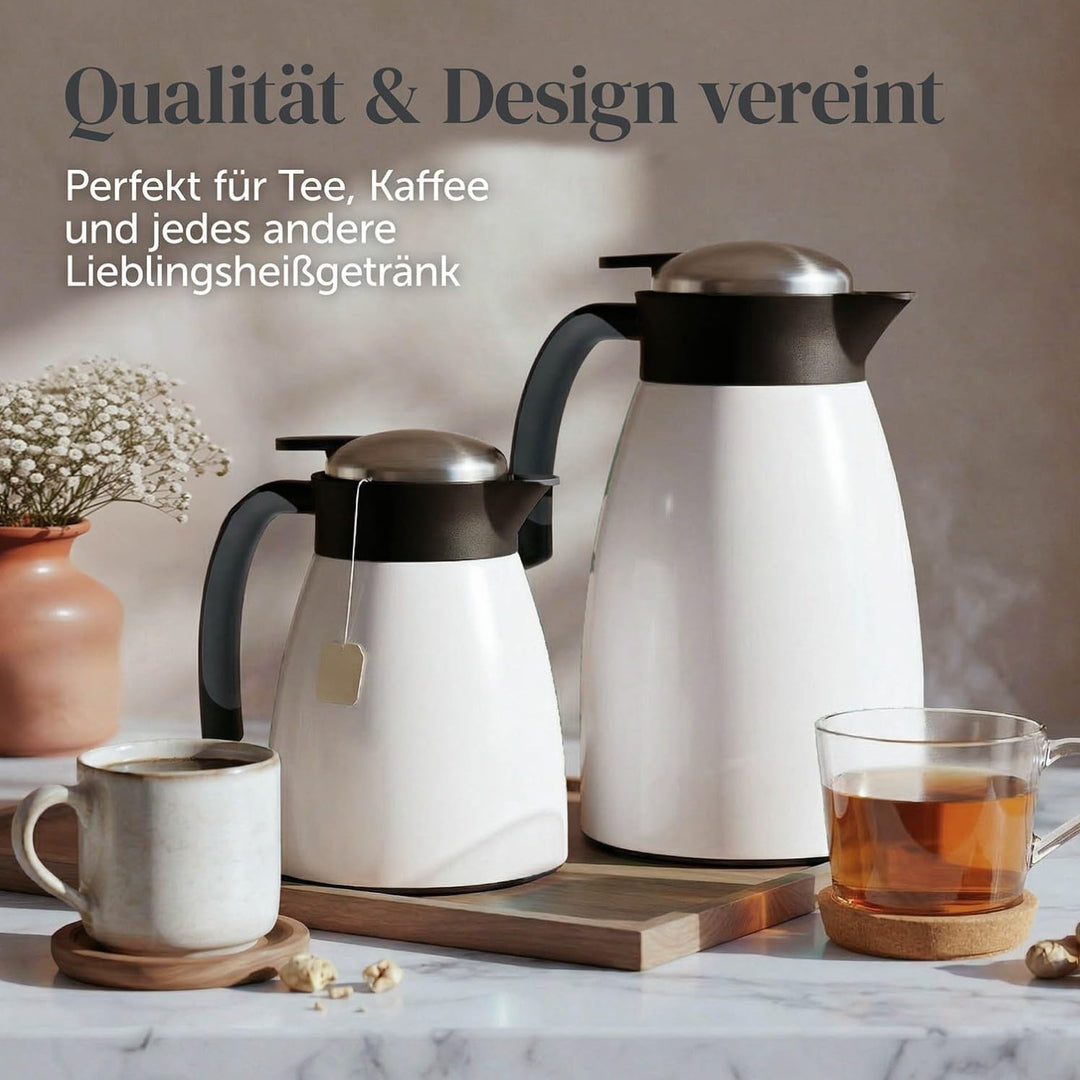 Blumtal Thermoskanne 1l - BPA-freie Teekanne mit Quick Tip Verschluss - auslaufsichere Kaffeekanne T