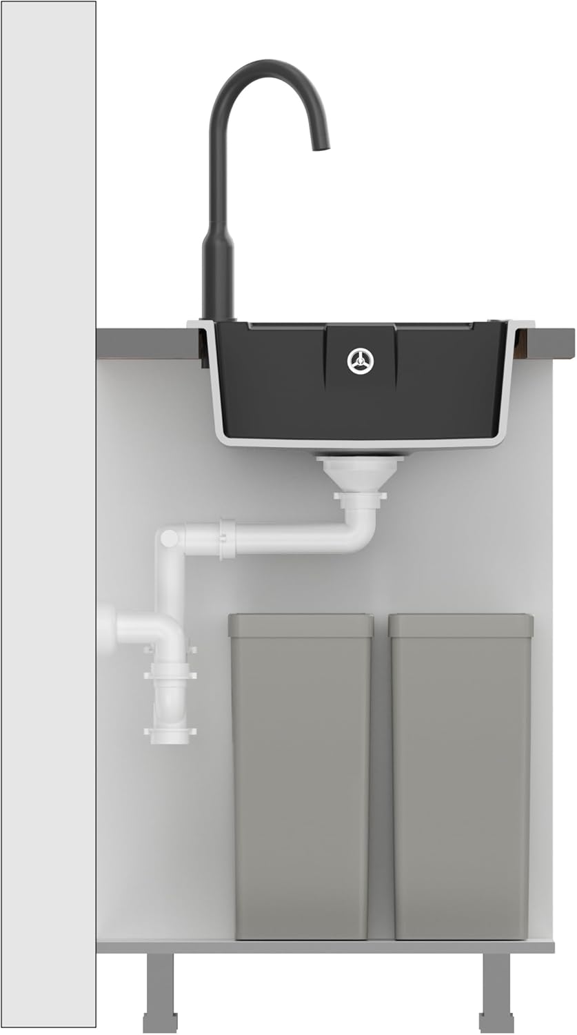 QUADRON | CHRISTIAN 136 XL | Granitspüle | 1-Kammer-Einbau | Masse: 78 x 45 x 18,5 cm | Schrankunter