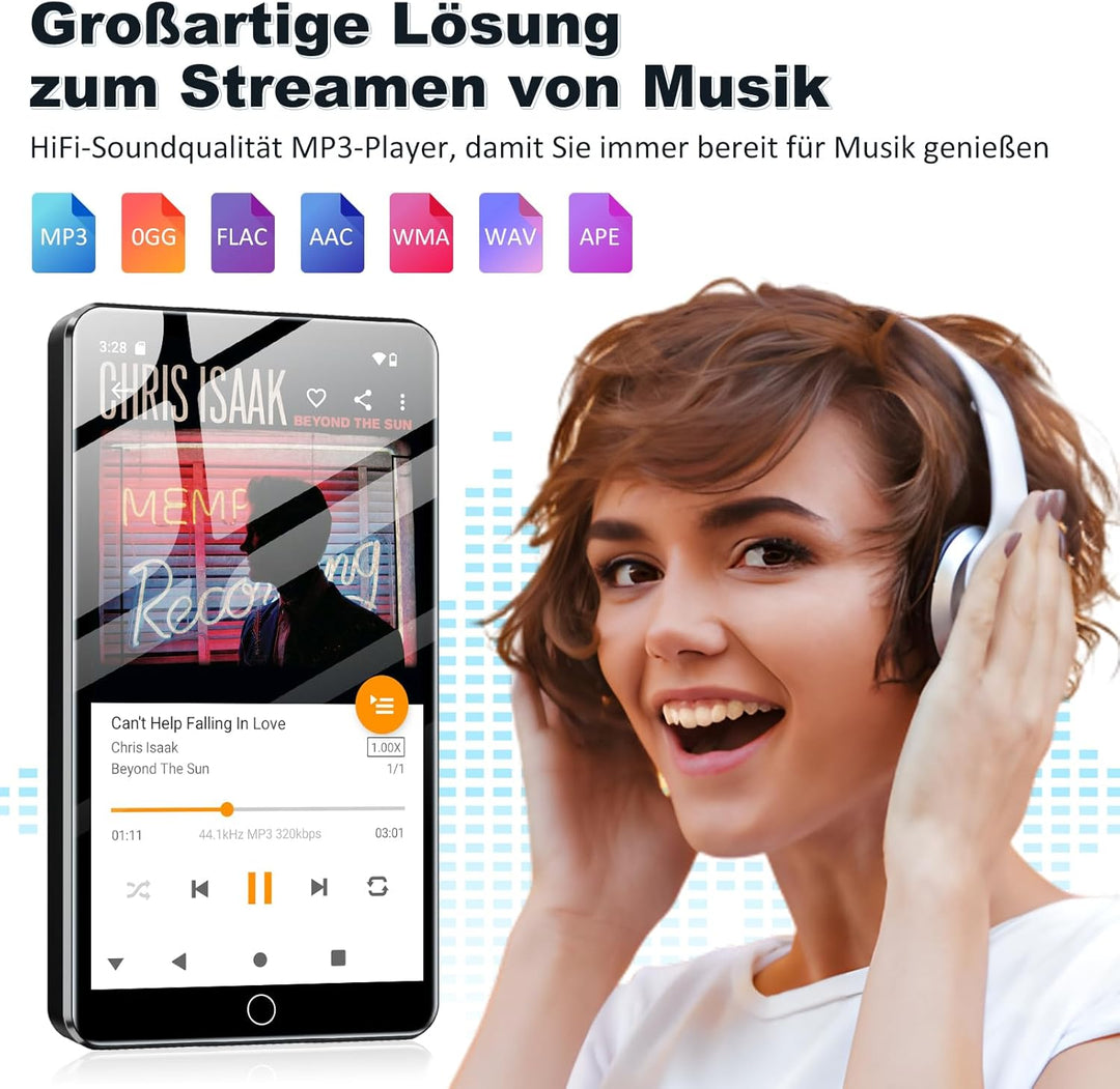 MP3 Player Spotify with Bluetooth, WLAN und 4.02 Inch Touchscreen Black, Black
