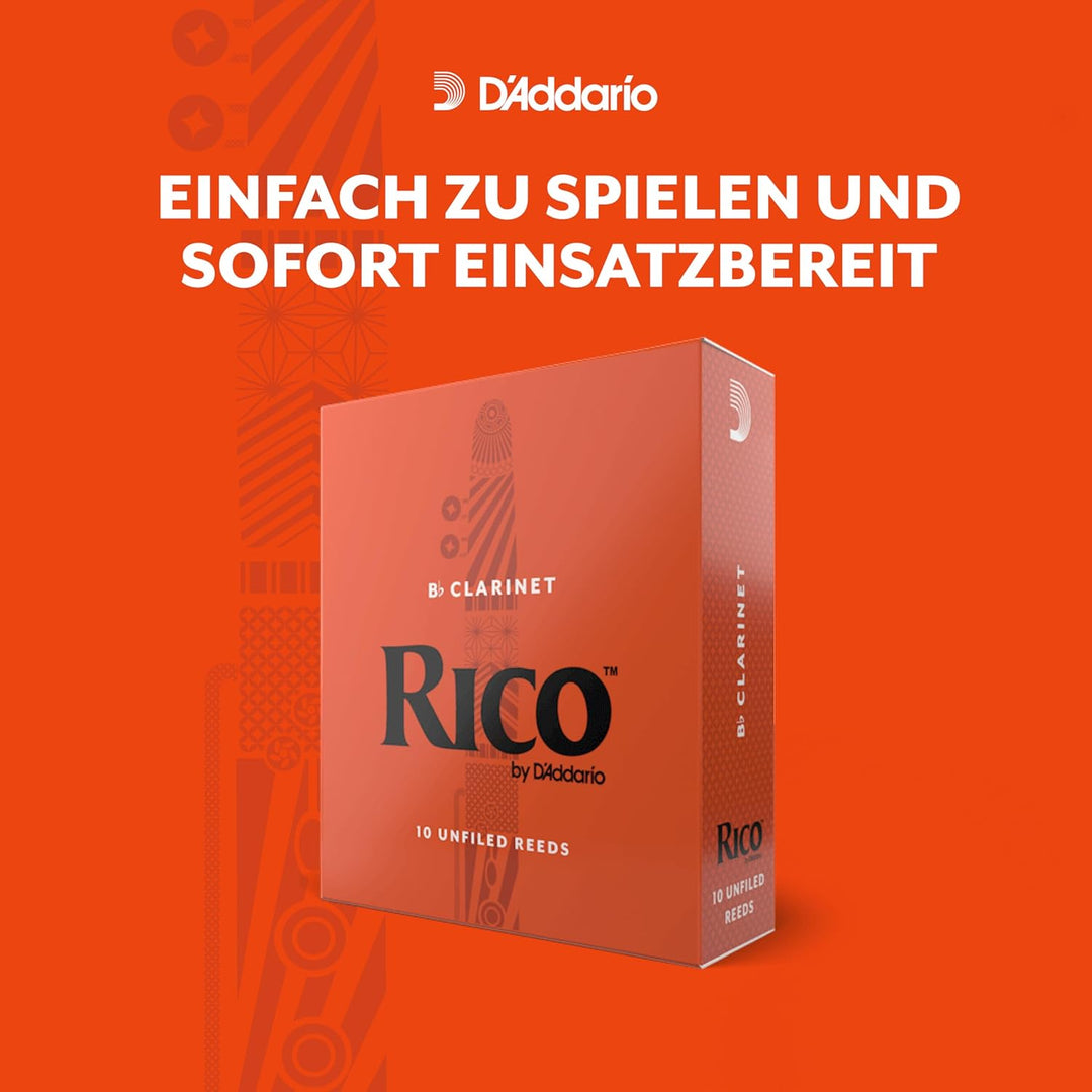 Rico by D'Addario Bb-Klarinettenblätter | Hochpräzise gefertigt | Böhm | Klarinettenblätter 2 Stärke
