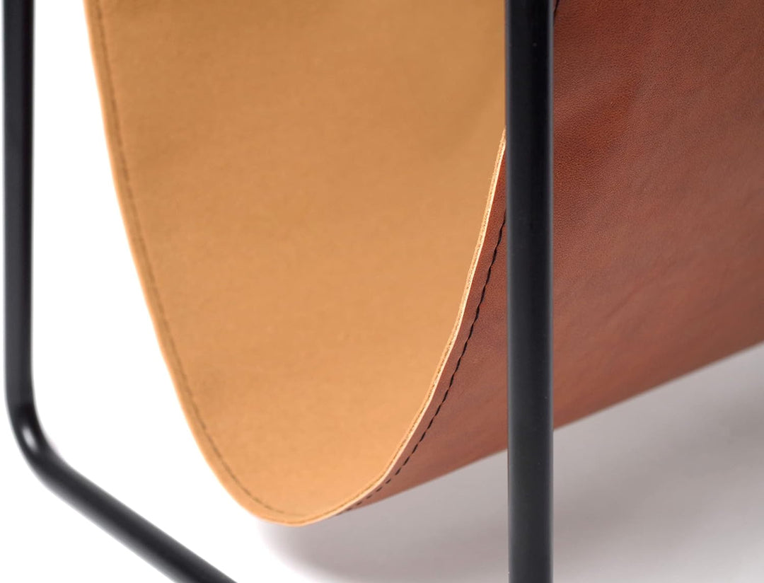Kobolo Zeitungsständer aus Metall und Kunstleder braun 37x24x27cm 37x24x27 cm, 37x24x27 cm