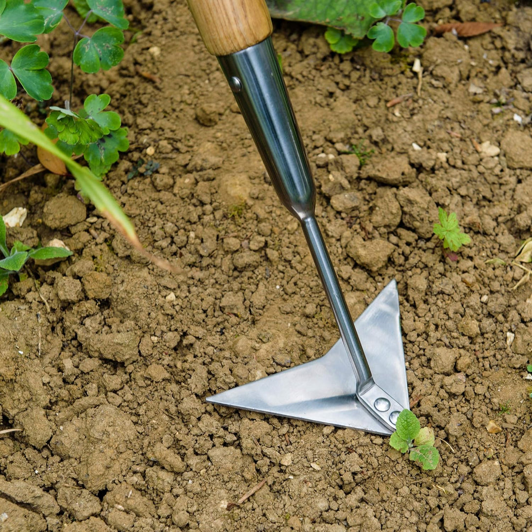 Kent & Stowe Langstiel Ziehhacke – Gartenhacke aus Edelstahl, durchtrennt Unkraut mühelos, Unkrautjä