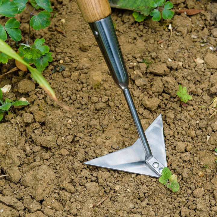 Kent & Stowe Langstiel Ziehhacke – Gartenhacke aus Edelstahl, durchtrennt Unkraut mühelos, Unkrautjä