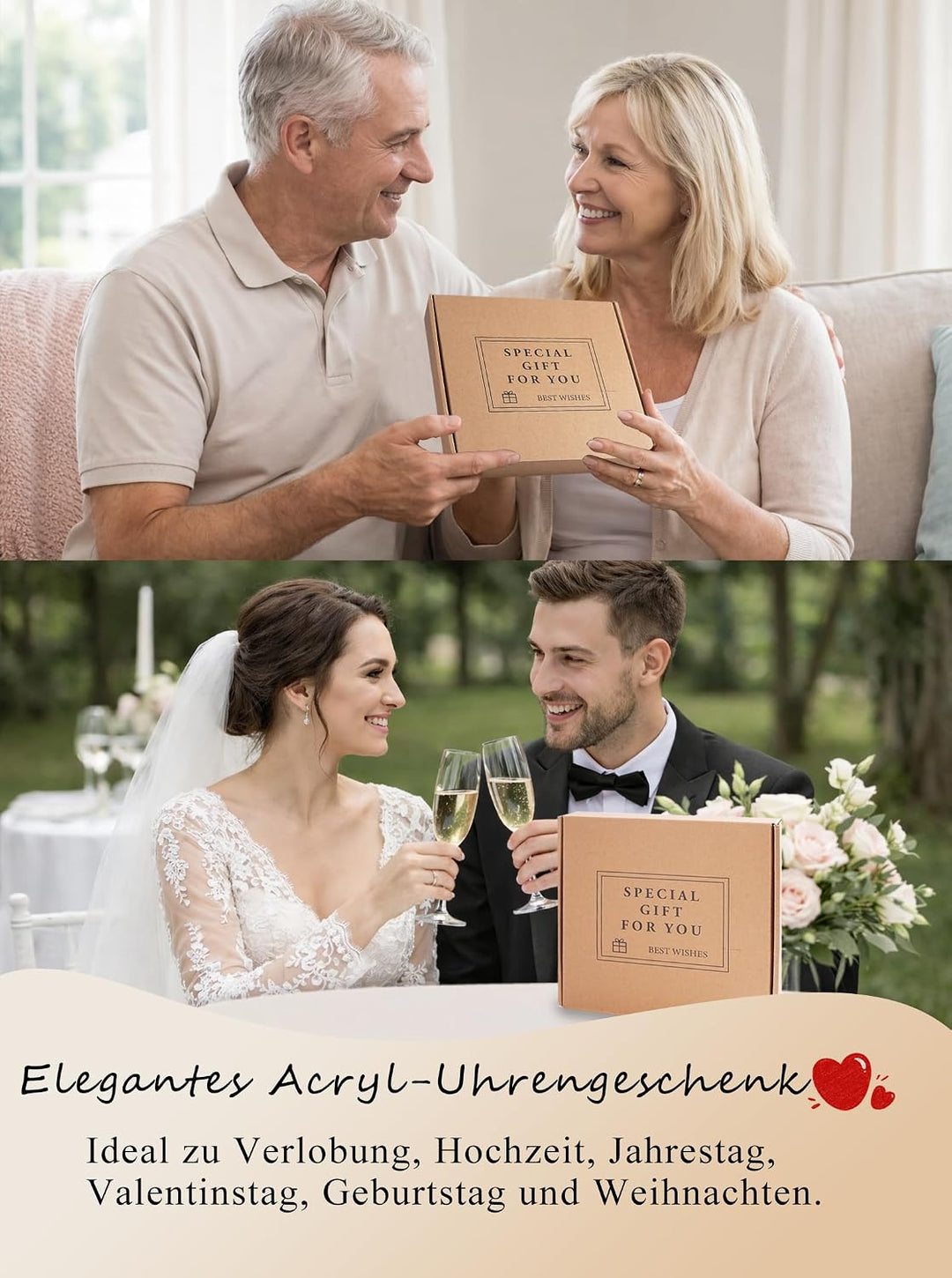 Ich liebe dich Geschenke für Männer &amp; Frauen – Pinguin Acryl-Tischuhr | Jahrestag Geschenk für ihn &amp;