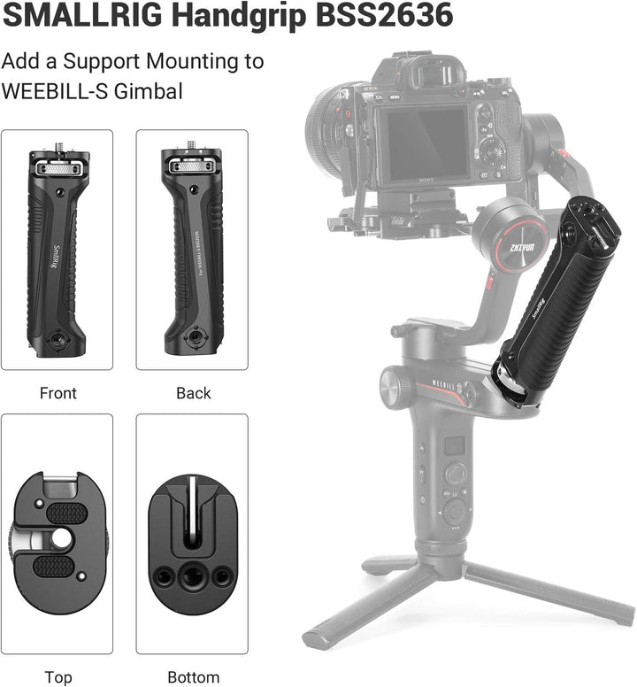 SMALLRIG Griff Handgriff NUR für Zhiyun-Tech WEEBILL-S Gimbal mit Kaltschuhhalterung Eingebauter Sch