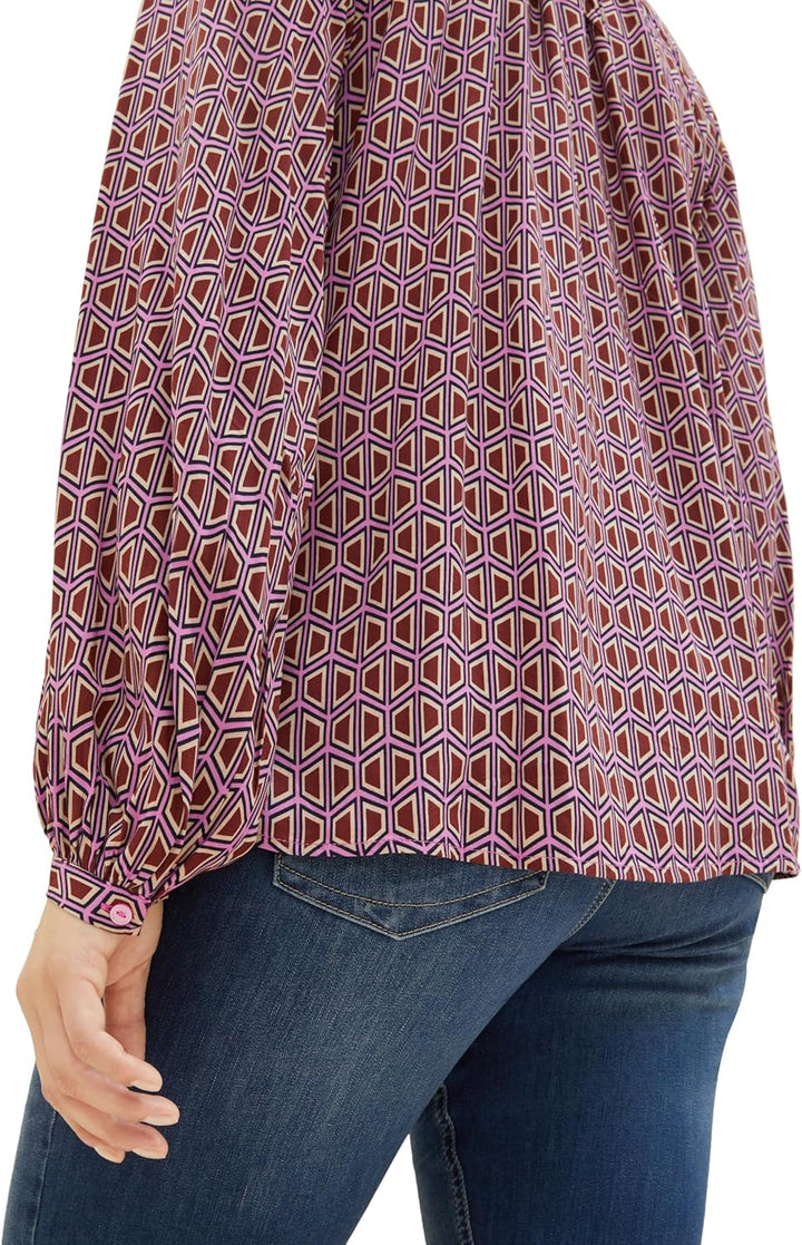 TOM TAILOR Damen Plussize Bluse, 33989 - Brown Geometrics Print