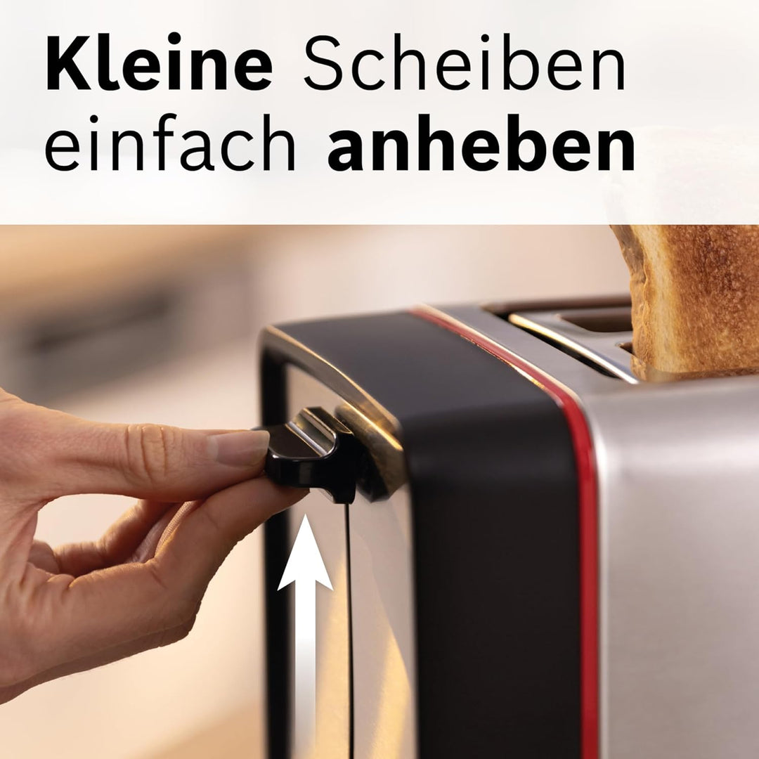 Bosch Kompakt Toaster MyMoment TAT6M420, entnehmbarer klappbarer Brötchenaufsatz, mit Auftaufunktion