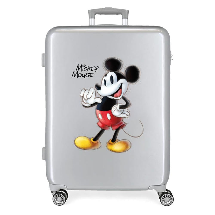 Disney 100 Mickey Joyful Mittelgrosser Koffer, Grau, 48 x 70 x 26 cm, starres ABS, integriertes TSA-