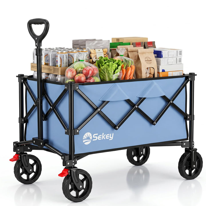 Sekey Bollerwagen Faltbar 135L 150KG Belastbar, Transportwagen klappbar mit Geländereifen mit Bremse