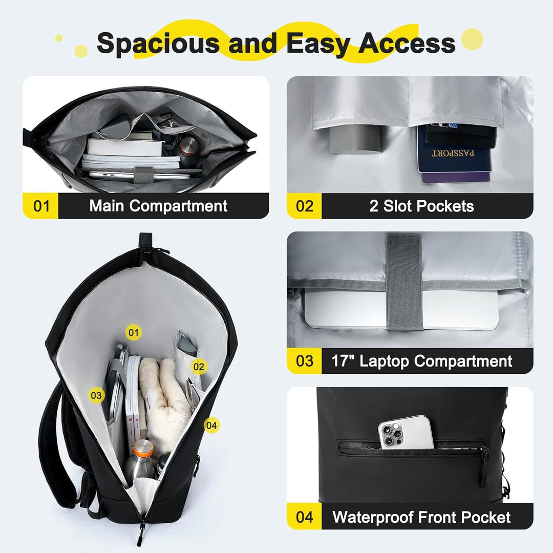 Rolltop Rucksack Herren Damen Wasserdicht Grosse Laptop Rucksack Reiserucksack mit Multifunktionale