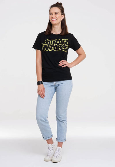 Logoshirt T-Shirt Krieg der Sterne - Logo - Star Wars Schriftzug - Rundhals Shirt schwarz - Lizenzie