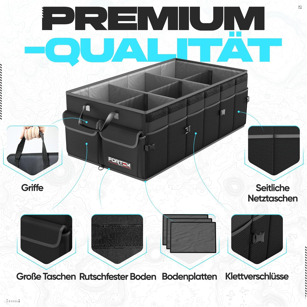 FORTEM Kofferraum Organizer, Kofferraumtasche, Zusammenklappbarer Auto Organizer Kofferraum mit Fäch
