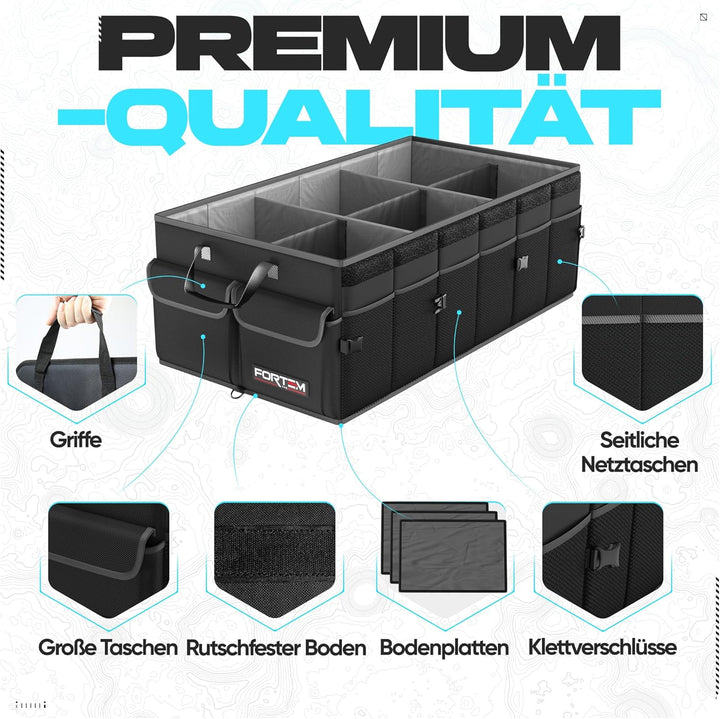 FORTEM Kofferraum Organizer, Kofferraumtasche, Zusammenklappbarer Auto Organizer Kofferraum mit Fäch