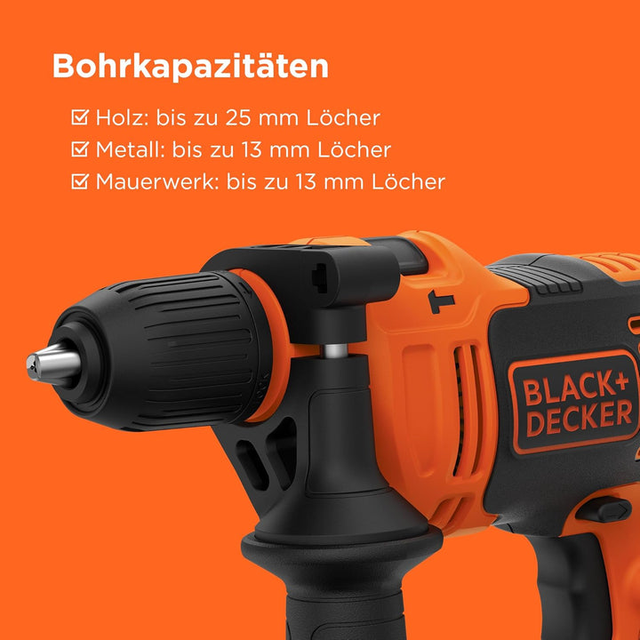 Black+Decker BEH710K-QS 710W 1-Gang Schlagbohrmaschine (Schlagbohrer, 13mm Schnellspannbohrfutter, k