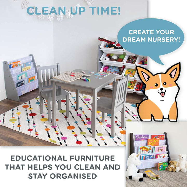 Humble Crew WO671 Kindermöbel - Kinder-Bücherregal aus Holz mit 4 Etagen, Grau/Weiss Grau Weiss, Gra