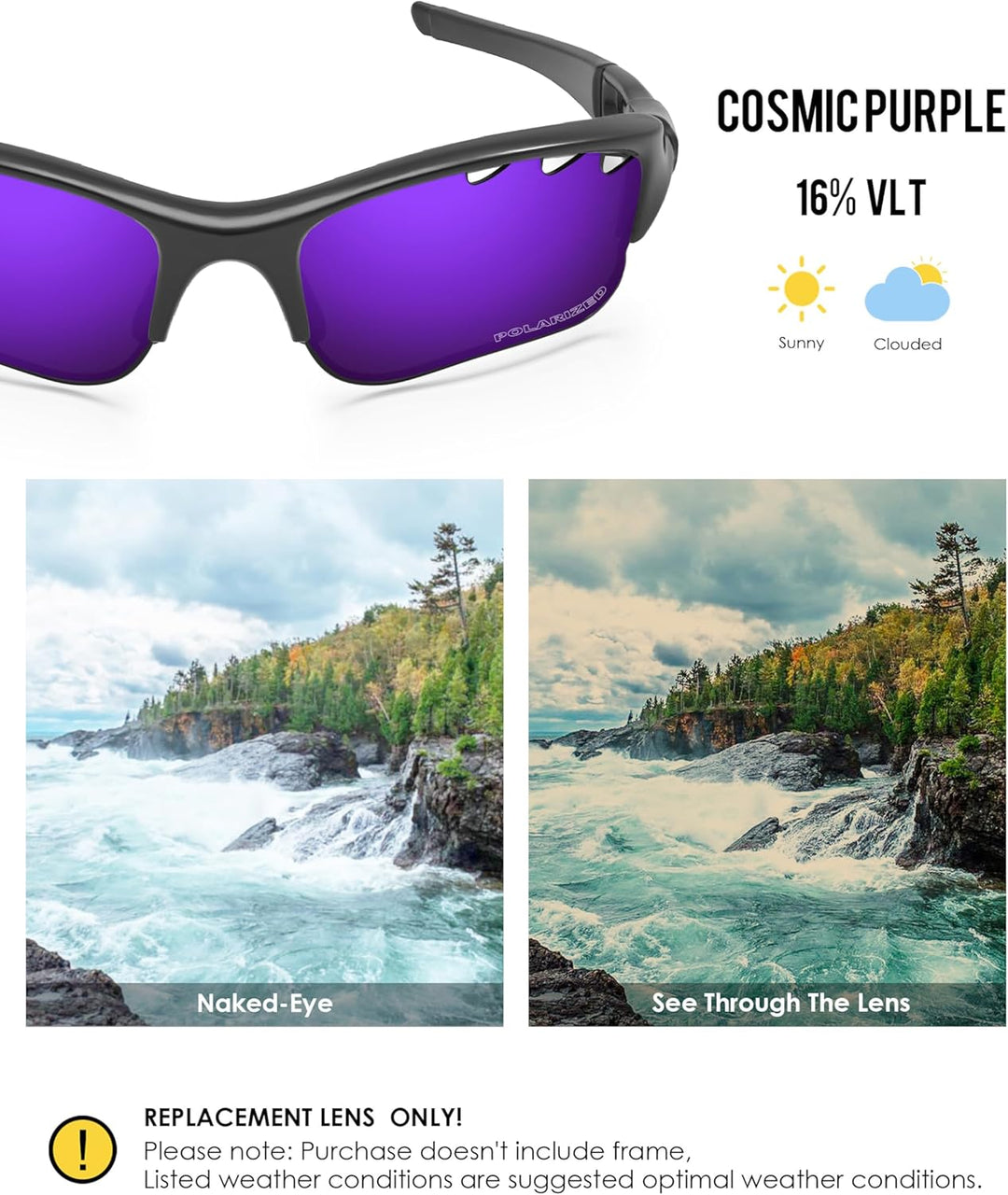 BlazerBuck Anti-salz Polarisierte Ersatzgläser für Oakley Flak Jacket XLJ Entlüftet Kosmisches Lila