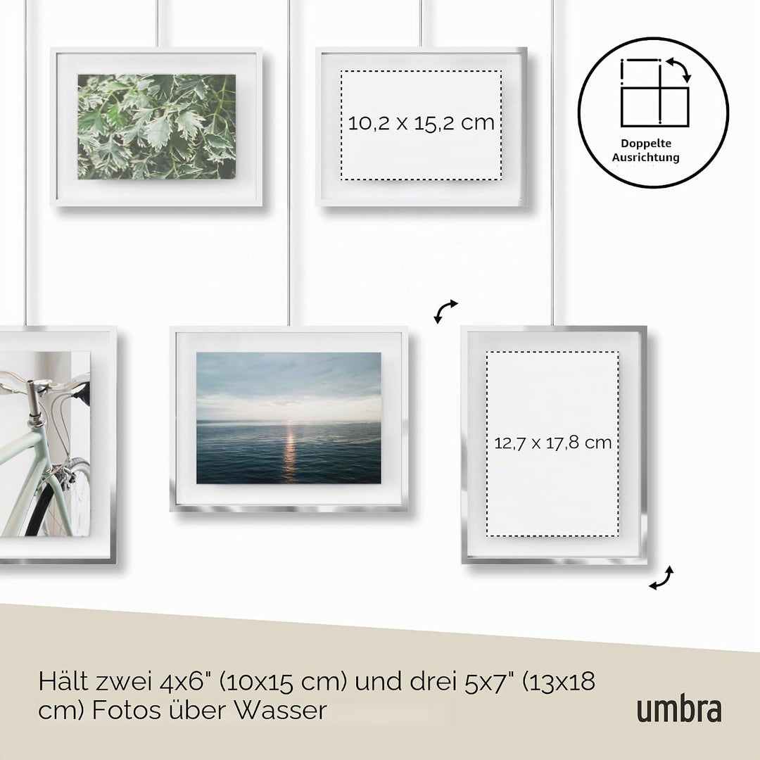 Umbra Exhibit Foto Collage Bilderrahmen – Flexibles Bilderrahmen-Set zur Horizontalen und Diagonalen