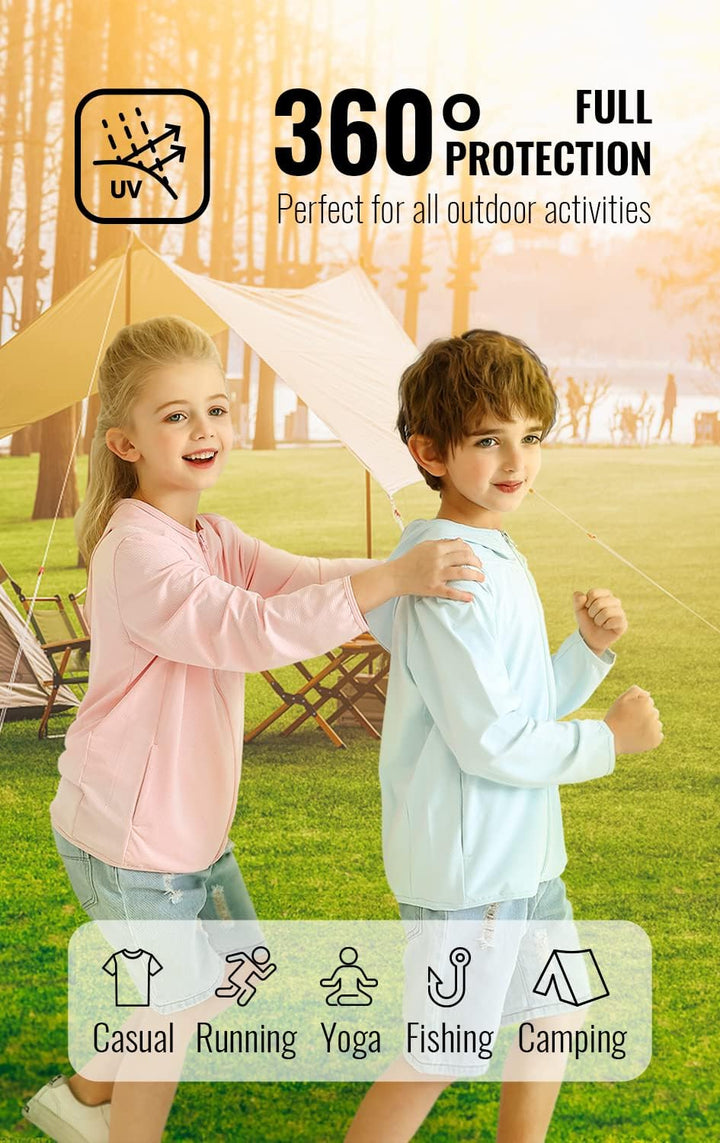 Kinder Athletic Hoodie Dry Fit Sonnenschutz Sweatshirt Daumenlöcher 3–12 Jahre Weiss 3-4 Jahre, Weis
