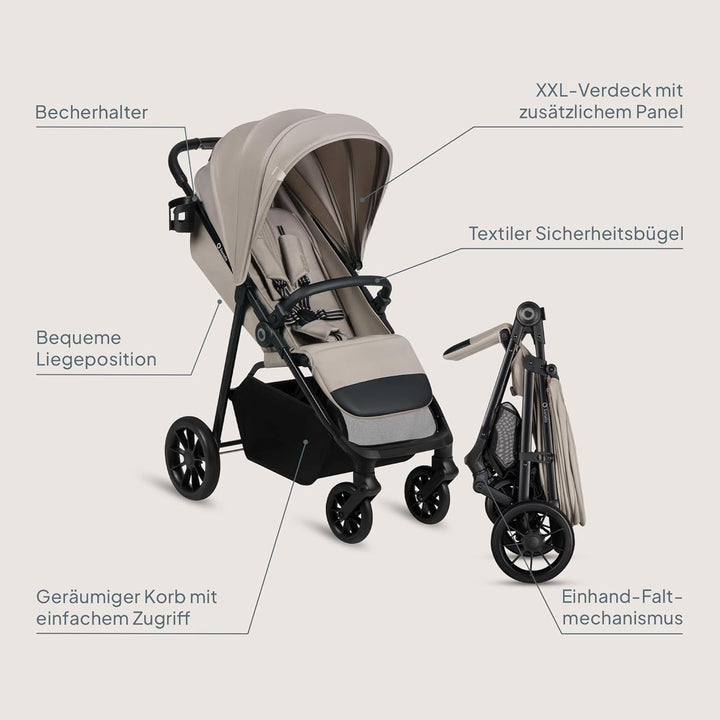 Lionelo Emerald Buggy bis 22 kg, 6 Monate–4 Jahre, EVA-Räder 360° mit Federung, einhändig faltbar, 9