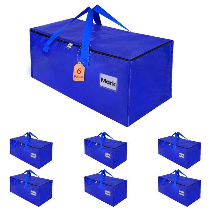 Umzugstaschen 93-Liter, 6er-Pack Aufbewahrungstaschen mit Reissverschluss, Umzugskartons Heavy Duty
