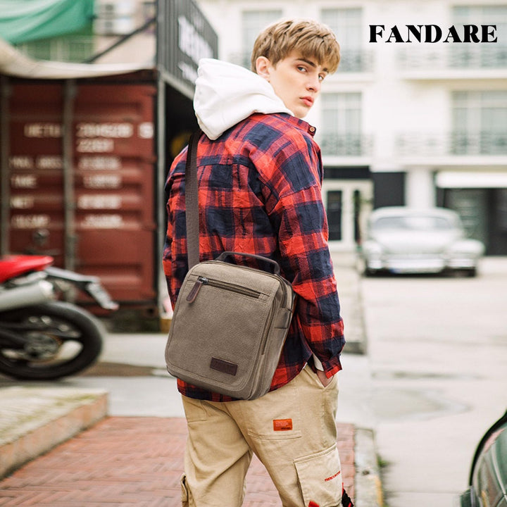 FANDARE Leinwand Umhängetasche Schultertasche Kuriertasche Canvas Messenger Bag für Herren Damen Kle