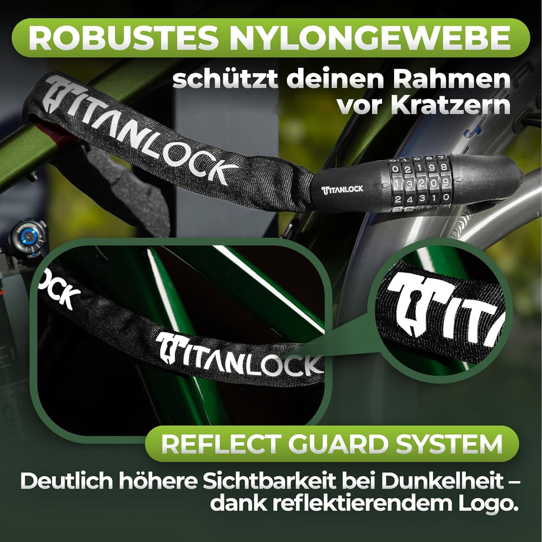 Fahrradschloss Kettenschloss Diebstahlsicher [REFLEKTIEREND] + Leichter Transport Rostfrei Sicherhei