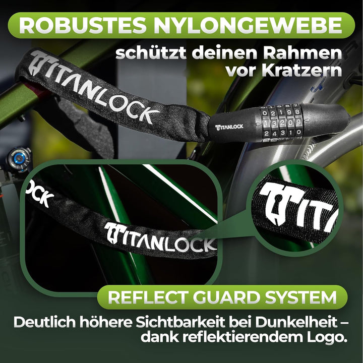Fahrradschloss Kettenschloss Diebstahlsicher [REFLEKTIEREND] + Leichter Transport Rostfrei Sicherhei