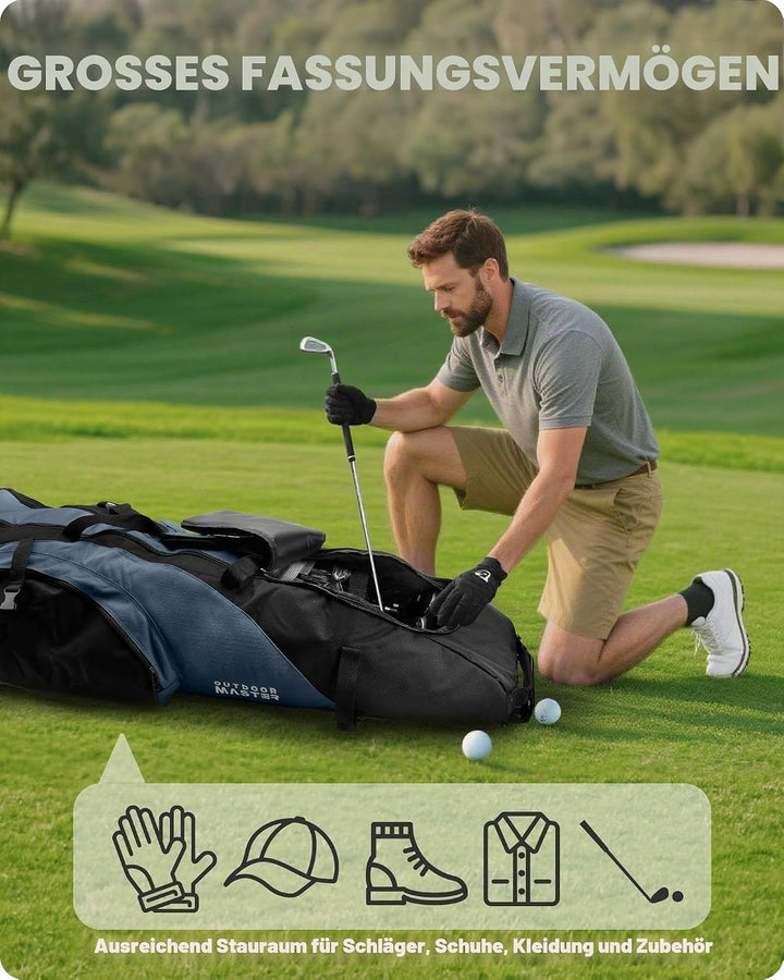 OutdoorMaster Gepolstert Golf Reisetasche mit Verstärkte Räder, 900D Heavy Duty Oxford Abriebfestigk