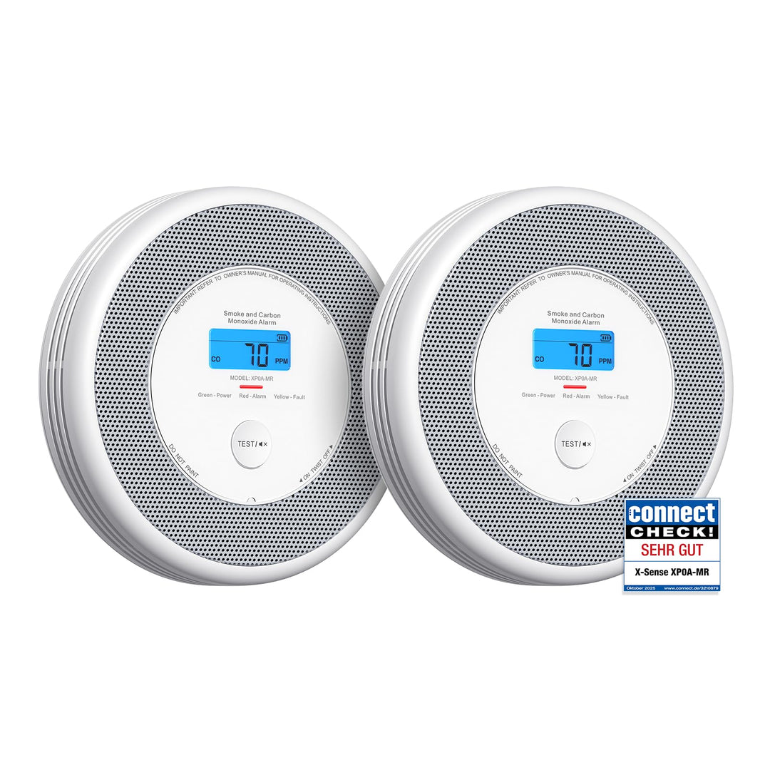X-Sense Rauch und CO Melder mit Sprachalarm und Standortansage, mit XP0A-MR11 Kits, 30 mm dick ohne