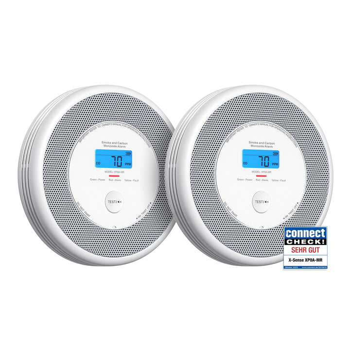 X-Sense Rauch und CO Melder mit Sprachalarm und Standortansage, mit XP0A-MR11 Kits, 30 mm dick ohne