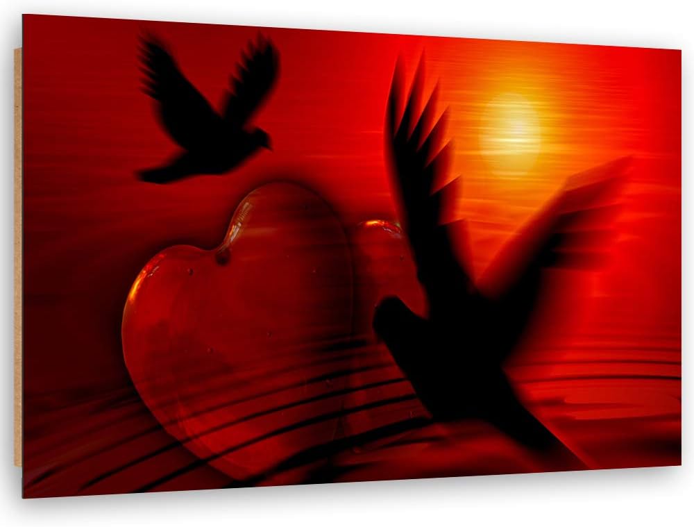 Wanddeko Herz Kunst modern Bilder abstrakt Rot 100x70 cm M14333 100x70 cm, M14333 100x70 cm