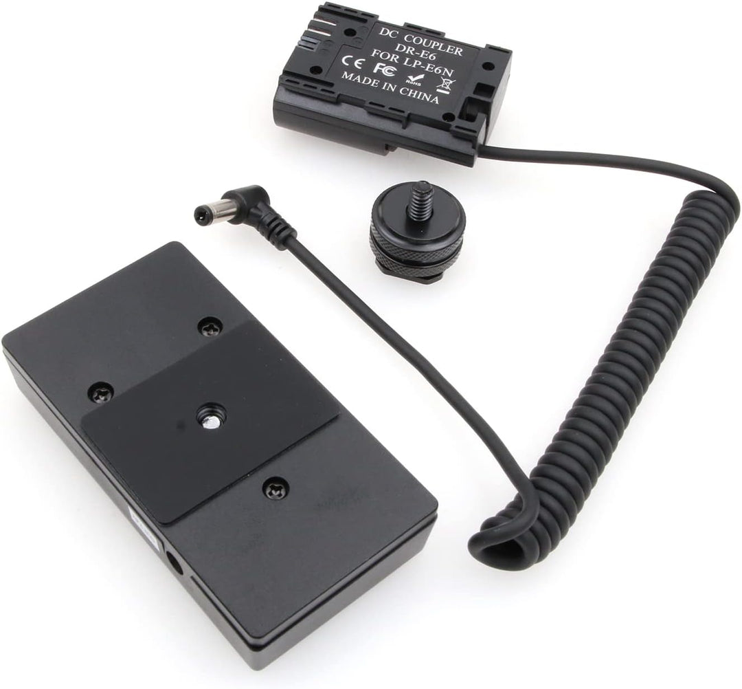 ZBLZGP NP-F970 Batterieplattenhalter Adapter + LP-E6 Dummy Akku Kupplung für Canon Eos 5D Mark II II
