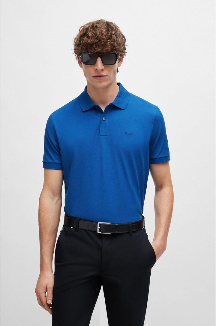Pallas Poloshirt Aus Baumwoll-piqué Mit Logo-Details S Blau Neun, S Blau Neun
