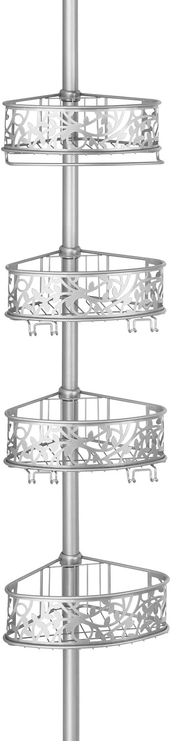 mDesign Shower Caddy für die Ecke aus Metall – ausziehbares Duschregal ohne Bohren fürs Bad – stilvo