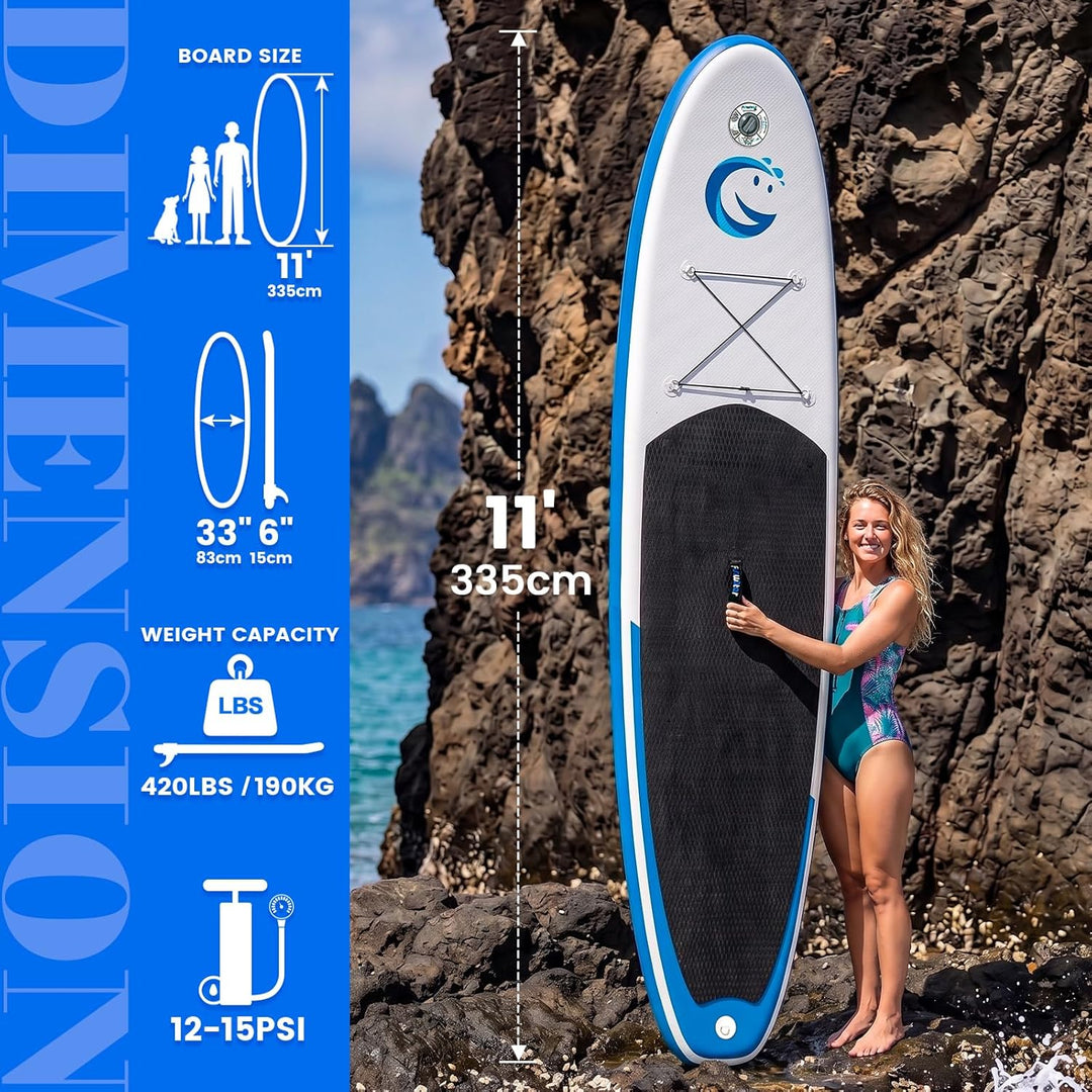 FunWater Aufblasbare Stand Up Paddling Board Sup Paddle Board Mit Verstellbarem Paddel, Handpumpe, A