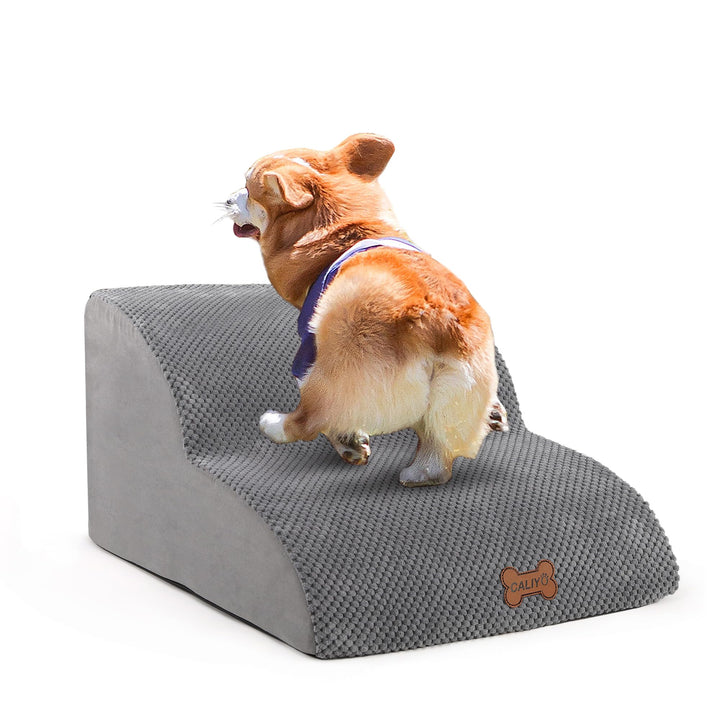 CALIYO Hundetreppe 2 Stufen，Hundetreppe für Kleine Hunde,Treppe für Hunde aus Hochdichtem Schwamm,Ha