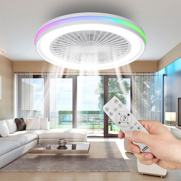 activeallbrite Deckenventilator mit Beleuchtung, 40W LED, RGB 3000K–6500K, einstellbare Windgeschwin