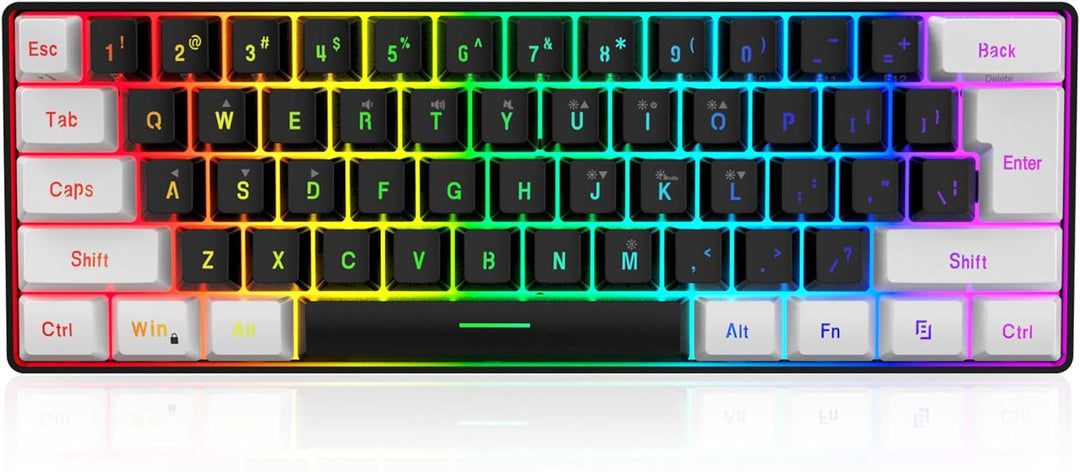 Snpurdiri 60% Percent Gaming Tastatur, Ergonomische Kleine Mini Gaming Tastatur, Silent Compact RGB
