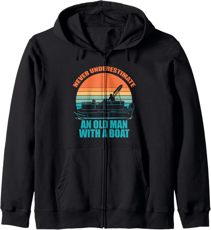 Meme Meme Never Underestimate an Old Man With A Boat, lustig Kapuzenjacke